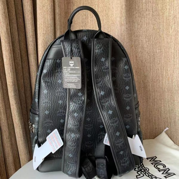 MCM Stark Side Studs Backpack in Visetos Black - Image 31