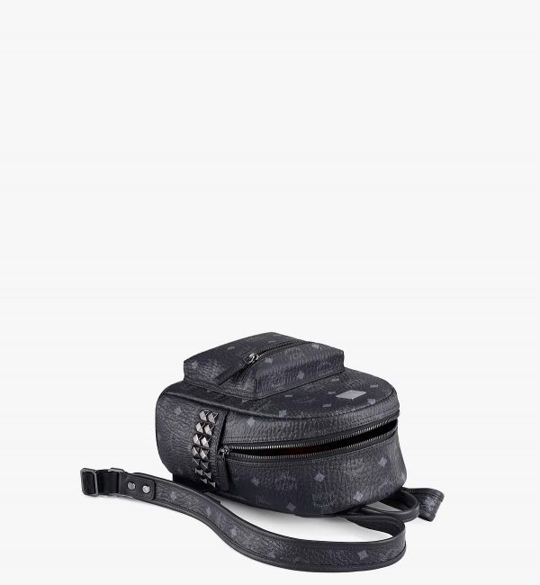 MCM Stark Side Studs Backpack in Visetos Black - Image 22
