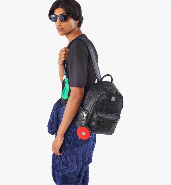 MCM Stark Side Studs Backpack in Visetos Black - Image 18