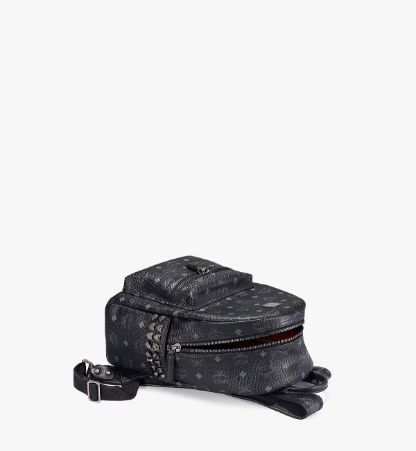 MCM Stark Side Studs Backpack in Visetos Black - Image 14