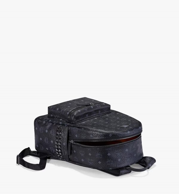 MCM Stark Side Studs Backpack in Visetos Black - Image 4