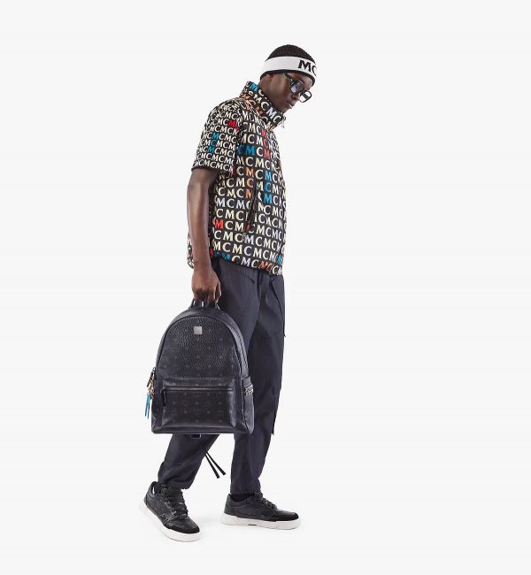 MCM Stark Side Studs Backpack in Visetos Black - Image 6