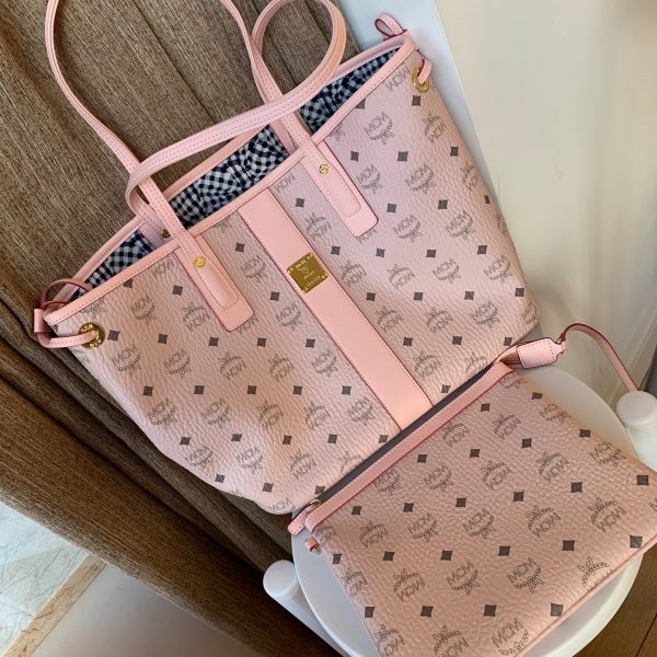 Mcm Mother and Child Shoulder Bag Visetos Liz Pink