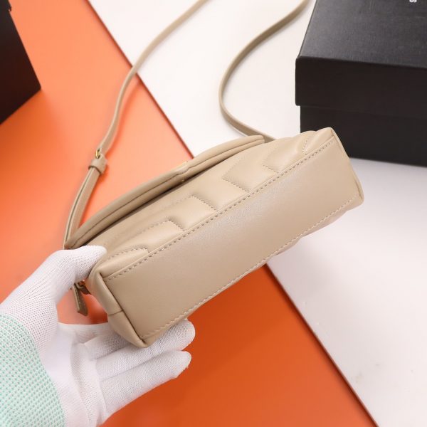 YSL Yves Saint Laurent LOULOU mini version crossbody bag Milk tea color - Image 6