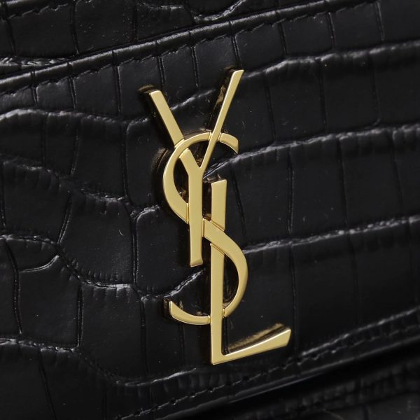 YSL Yves Saint Laurent SLP Crocodile Print Card Holder Gold logo - Image 12