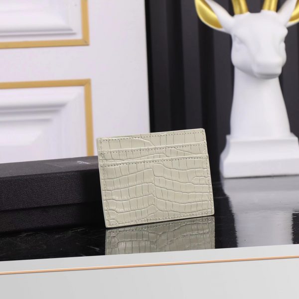 YSL Yves Saint Laurent SLP Crocodile Print Card Holder Gold logo - Image 17