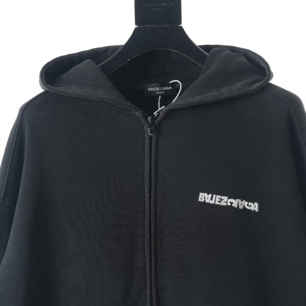 Balenciaga 22FW inverted letter embroidery zipper hooded jacket - Image 4