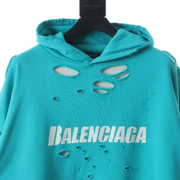 Balenciaga letter printing holes -hooded sweater B - Image 3