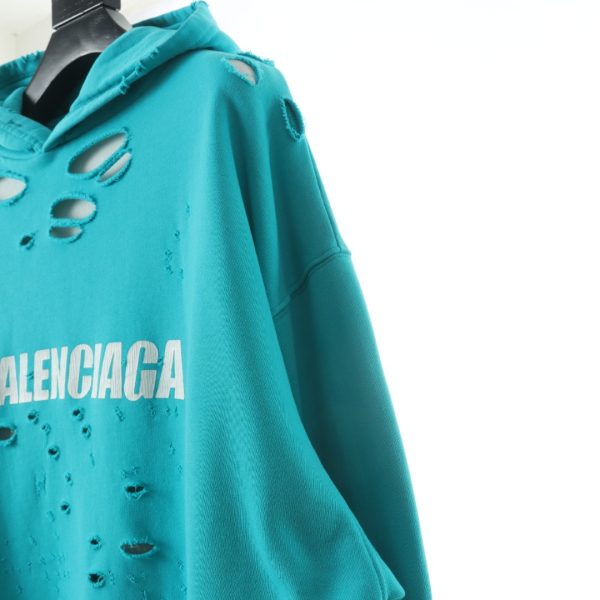 Balenciaga letter printing holes -hooded sweater B - Image 5