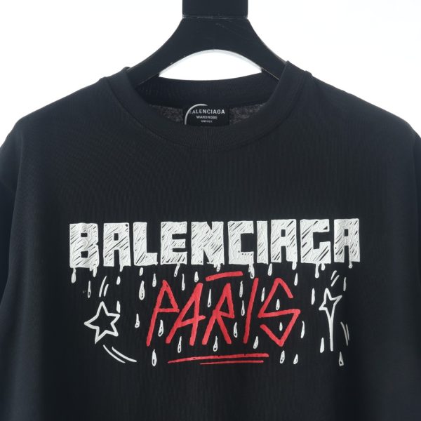 Balenciaga BLCG 22SS Washed Letter Water Drop Shirts - Image 3