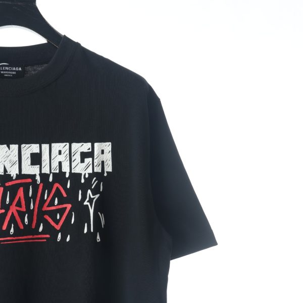 Balenciaga BLCG 22SS Washed Letter Water Drop Shirts - Image 5