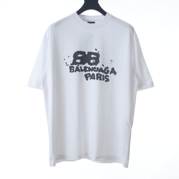 Balenciaga BLCG 23SS double B splash ink short-sleeved T-shirt