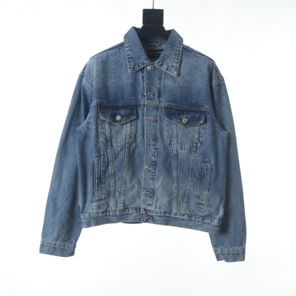 Balenciaga BLCG 23SS Cola Embroidered Laminated Letter Denim Jacket