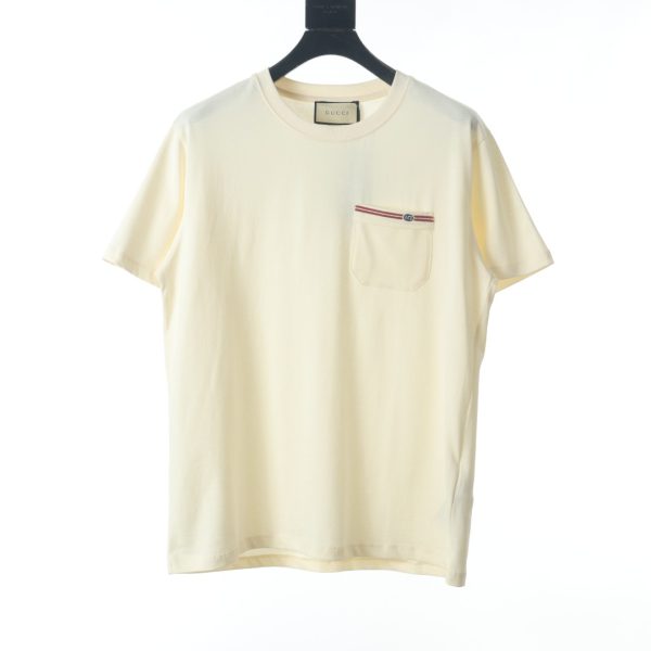 GUCCI G home pocket red and blue double G embroidery short-sleeved T-shirt