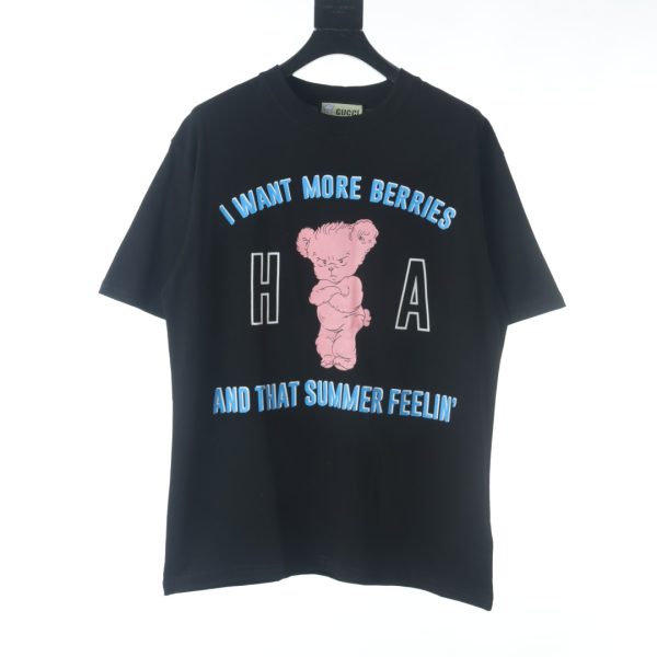 GUCCI joint HA angry bear print short-sleeved T-shirt