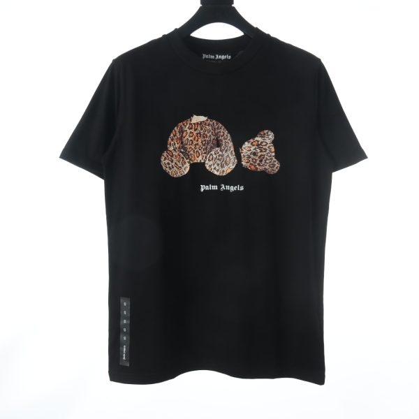 PALM ANGELS summer new leopard print broken head bear print short-sleeved T-shirt