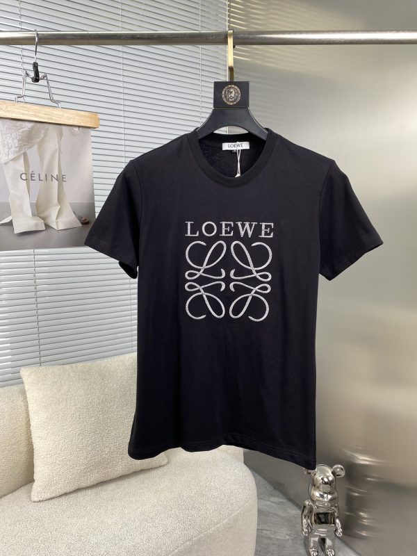 LOEWE 2023 round neck short-sleeved suit pure cotton double yarn fabric upper body will not be stuffy - Image 3
