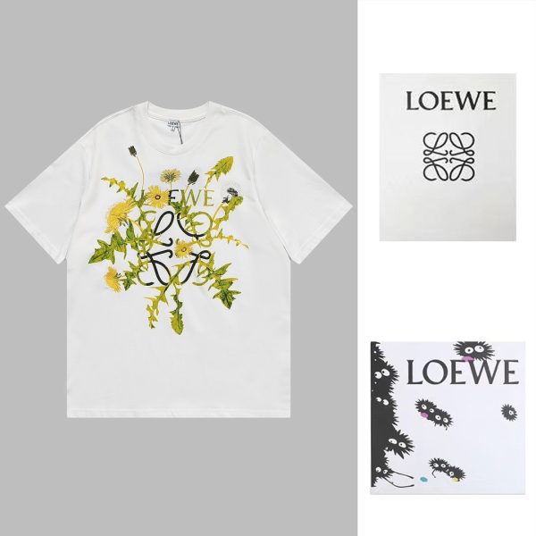 LOEWE 23SS flower embroidery short sleeves] Heavy industry embroidery, the fabric is imported from the original factory custom 40s double-strand smooth cotton, the fabric is soft, comfortable and breathable