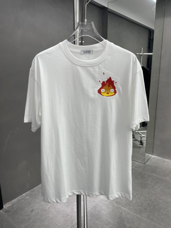 Loewe x Howl's Moving Castle Loewe 23 spring and summer joint model Calcifer small flame short sleeves made of 240 grams of pure cotton fabric