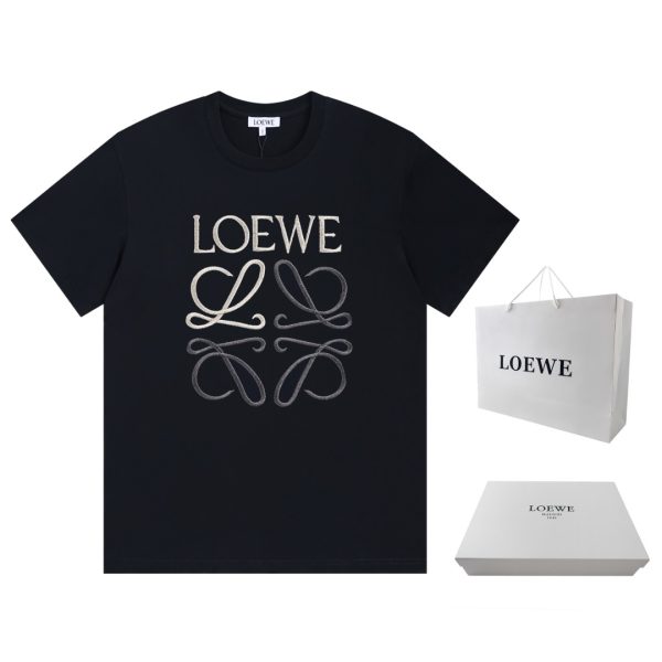 LOEWE 2023 spring and summer new short-sleeved, LOEWE classic T-shirt. Customized 32 double yarn compact cotton 240g fabric