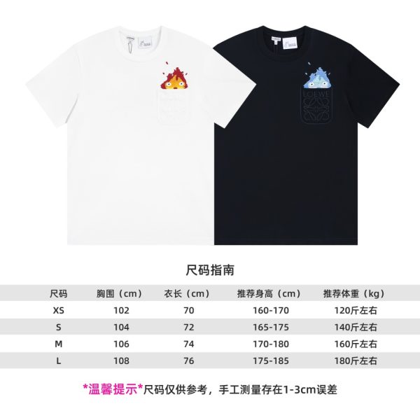 LOEWE 2023 spring and summer new short-sleeved, LOEWE classic leather T-shirt. Customized 32-count double-yarn tight cotton 240g fabric, fried chicken is versatile, and the favorite of all hipsters