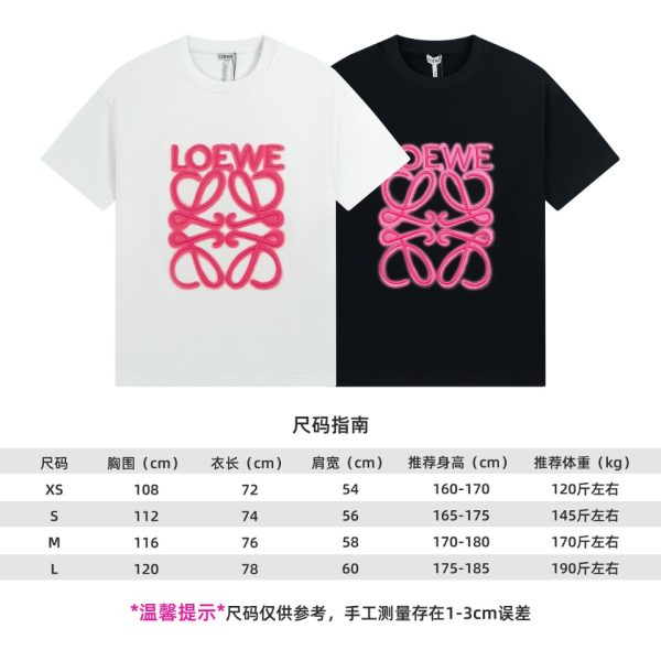LOEWE / neon embroidery fluorescent powder short-sleeved T-shirt The effect of spraying monkeys on the chest is very recognizable