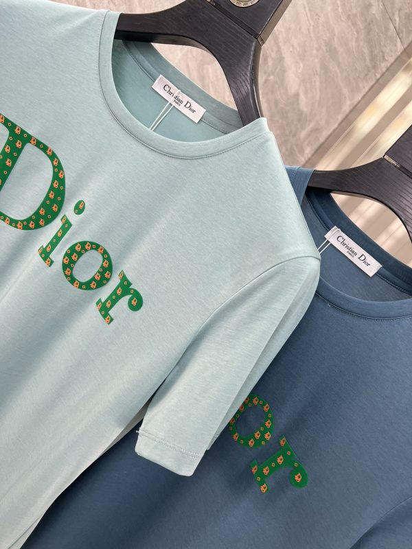 Dior/ three standard complete spring and summer new product mercerized cotton foam short-sleeved T-shirt - Image 5