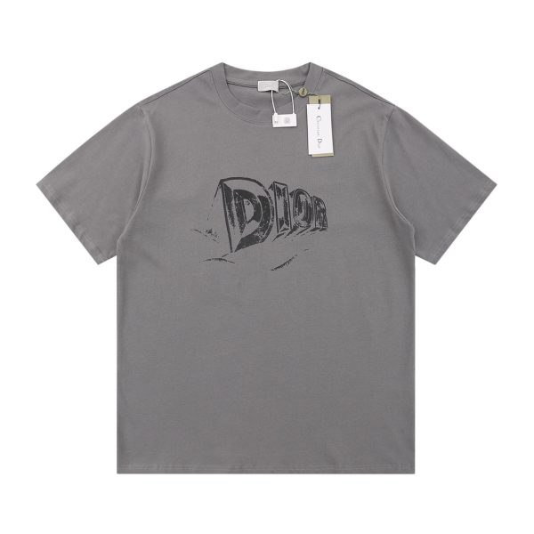 DioR／Fall23 TEARS series LOGO graffiti T-shirt, the most popular official tears series, the fabric is made of pure cotton combed cotton fabric