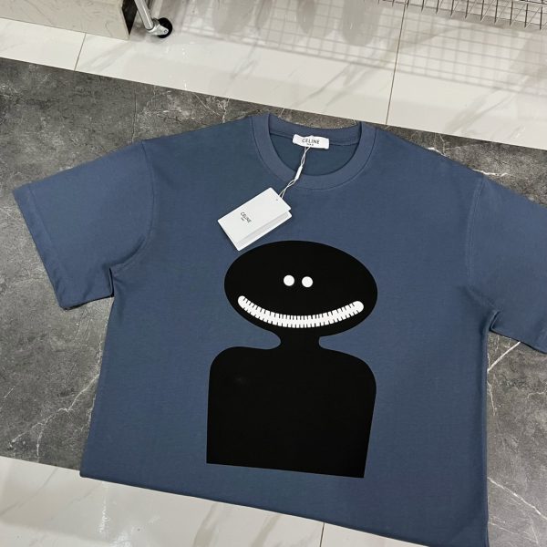 Celine smiley face print short-sleeved T-shirt 2023 new Celine couple short-sleeved update Hot new topics are very hot - Image 4