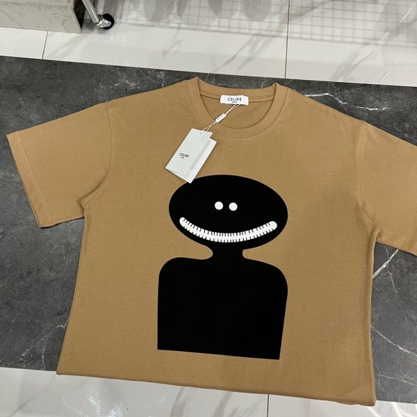 Celine smiley face print short-sleeved T-shirt 2023 new Celine couple short-sleeved update Hot new topics are very hot - Image 5