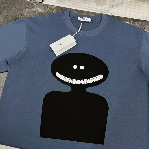 Celine smiley face print short-sleeved T-shirt 2023 new Celine couple short-sleeved update Hot new topics are very hot - Image 7