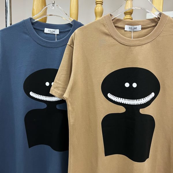 Celine smiley face print short-sleeved T-shirt 2023 new Celine couple short-sleeved update Hot new topics are very hot