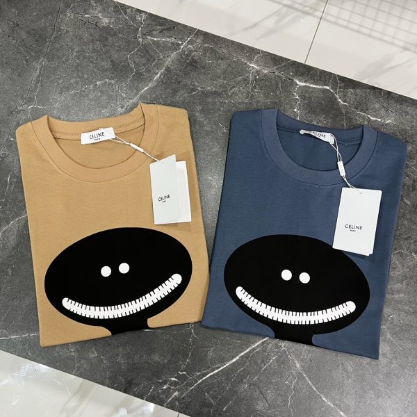 Celine smiley face print short-sleeved T-shirt 2023 new Celine couple short-sleeved update Hot new topics are very hot - Image 10