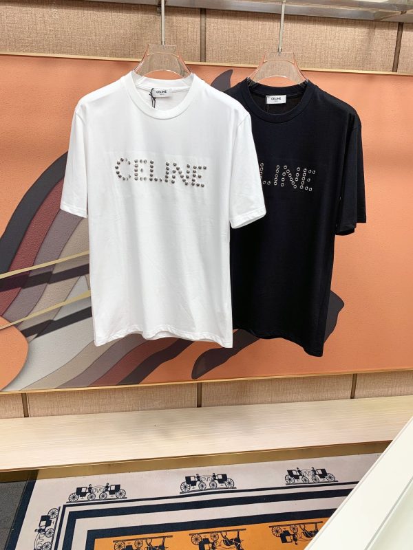 CELINE 2023ss spring and summer boutique short-sleeved T-shirt high-end quality custom top long-staple cotton fabric