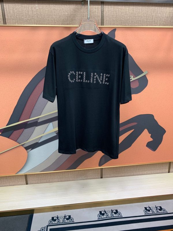 CELINE 2023ss spring and summer boutique short-sleeved T-shirt high-end quality custom top long-staple cotton fabric - Image 3