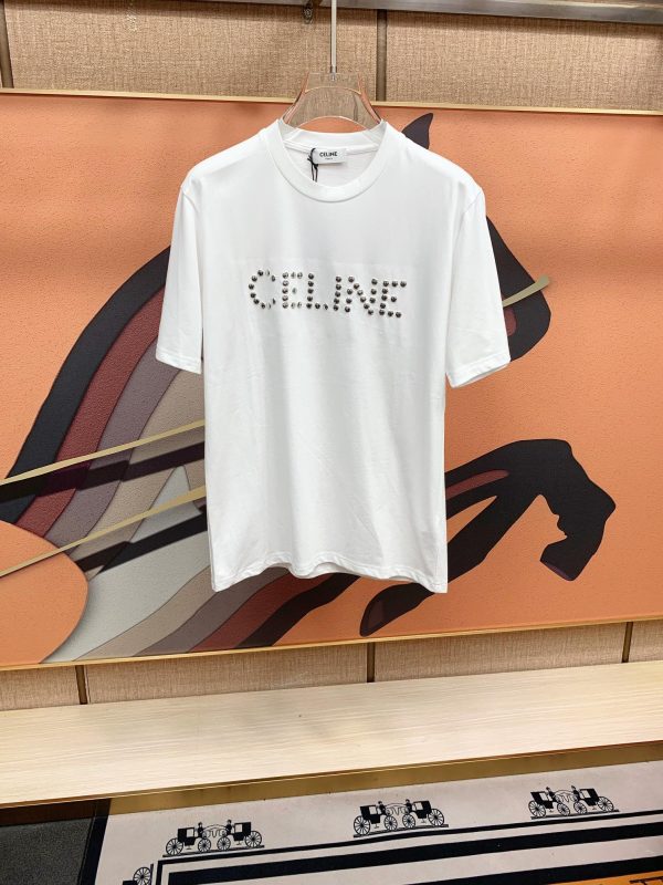 CELINE 2023ss spring and summer boutique short-sleeved T-shirt high-end quality custom top long-staple cotton fabric - Image 4