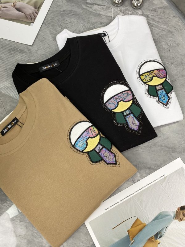 Fendi 2023ss spring and summer high-quality 260g Gucci double yarn tide brand cotton T-shirt, handicraft level - Image 10