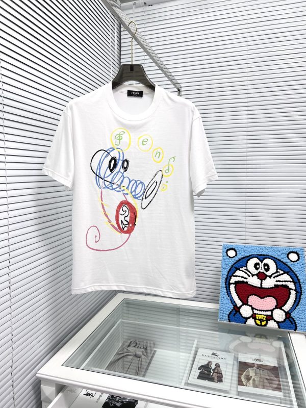 FENDI 2023 latest printed short sleeves, high-quality counter original single short sleeves, top-quality imported fabrics