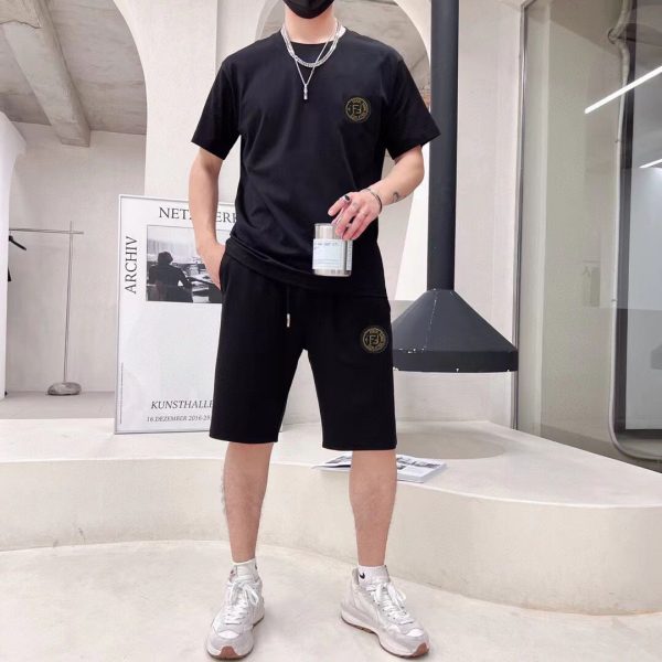 Brand [FENDI] 2023 new men's short-sleeved shorts suit! Simultaneous sales on the official website! High-end version on the market
