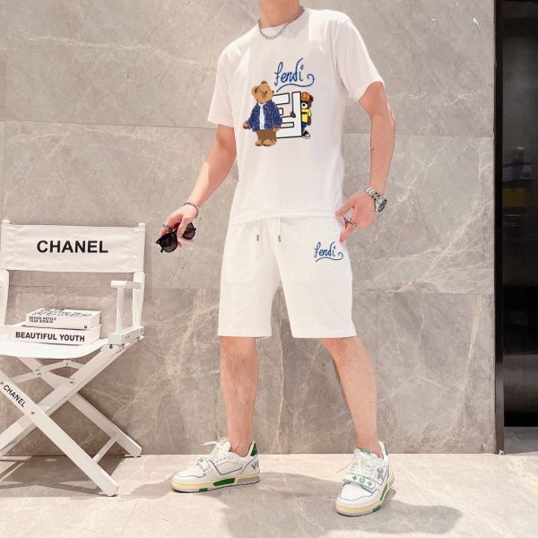 Brand [FENDI] 2023 new men's short-sleeved shorts suit! Synchronous sales on the official website! High-end version on the market! Delicate and soft - Image 8