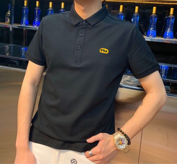 Fendi [small embroidery] 2023 summer men's new lapel short-sleeved POLO shirt, customized fabric, high breathability and comfort, impeccable details