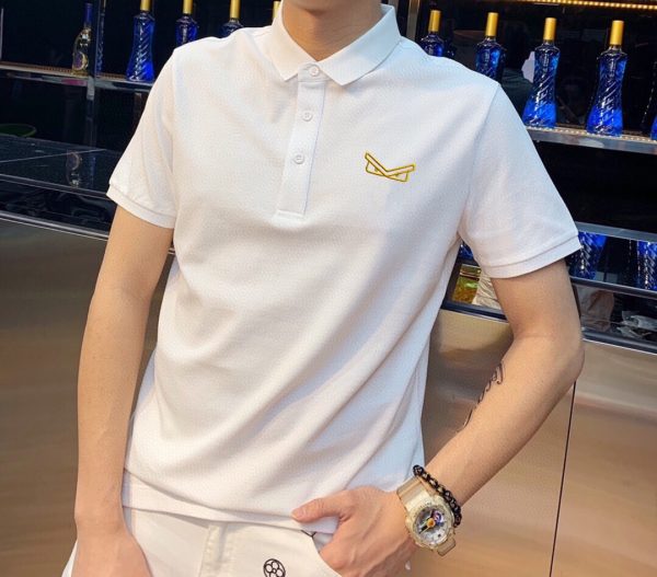 Fendi [small embroidery] 2023 summer men's new lapel short-sleeved POLO shirt, customized fabric, high breathability and comfort