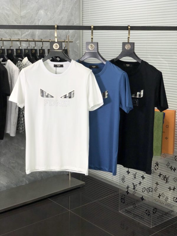 FENDI 2023AW summer new top quality counter synchronization casual short-sleeved mercerized cotton T-shirt, upper body comfortable and breathable - Image 17