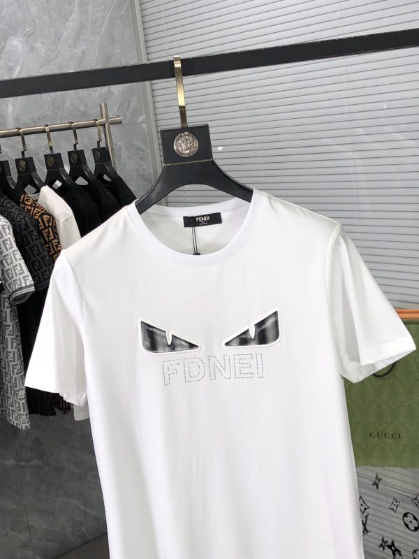 FENDI 2023AW summer new top quality counter synchronization casual short-sleeved mercerized cotton T-shirt, upper body comfortable and breathable - Image 14