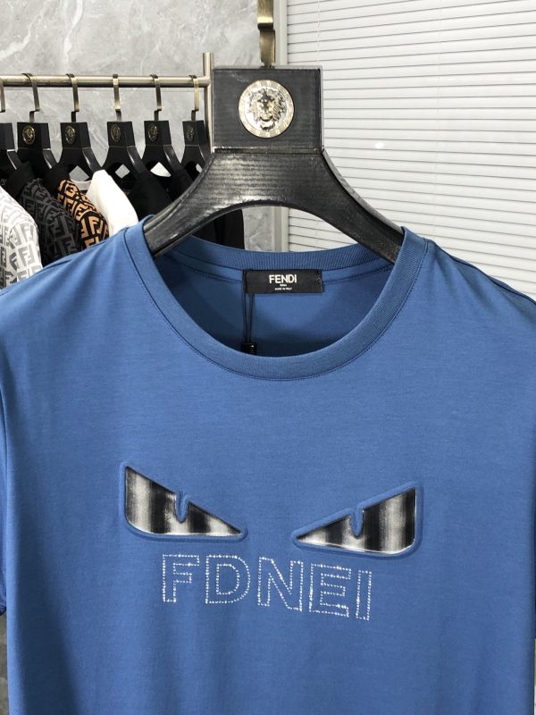 FENDI 2023AW summer new top quality counter synchronization casual short-sleeved mercerized cotton T-shirt, upper body comfortable and breathable - Image 6