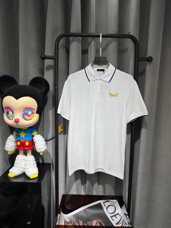 Fendi [small embroidery] 2023 summer men's new lapel short-sleeved POLO shirt, customized fabric, high breathability and comfort