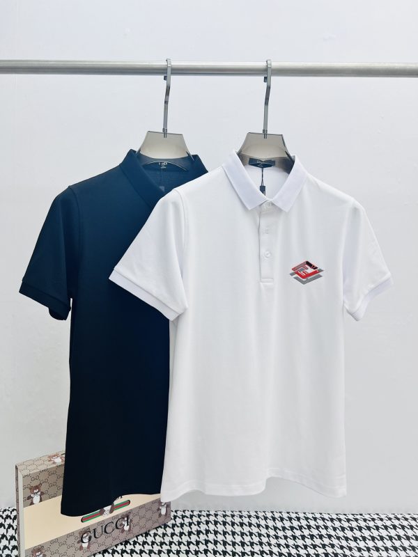 Fendi23 spring and summer new short-sleeved polo shirt, fashionable and versatile, hot style?Customized imported mercerized pearl fabric
