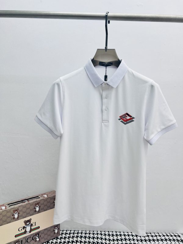 Fendi23 spring and summer new short-sleeved polo shirt, fashionable and versatile, hot style?Customized imported mercerized pearl fabric - Image 9