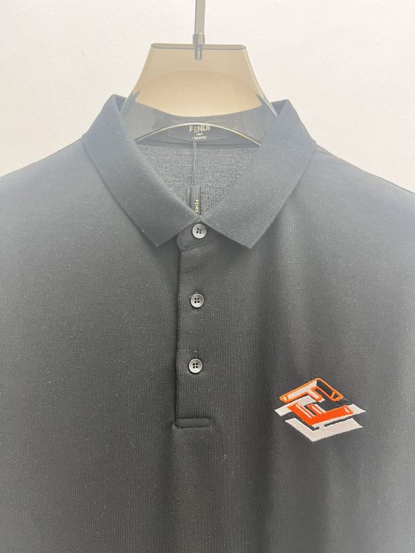 Fendi23 spring and summer new short-sleeved polo shirt, fashionable and versatile, hot style?Customized imported mercerized pearl fabric - Image 3