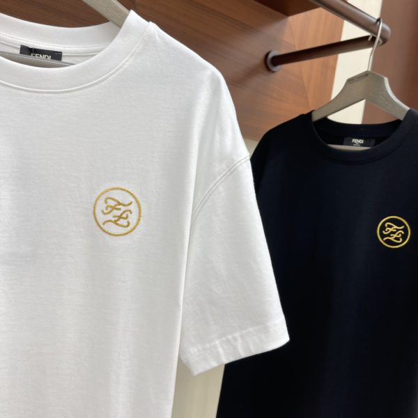 Fendi23 spring and summer new product double F embroidery fashion round neck short-sleeved T-shirt limited order from overseas trading companies, direct delivery from Hong Kong warehouse, limited number of boutiques - Image 4